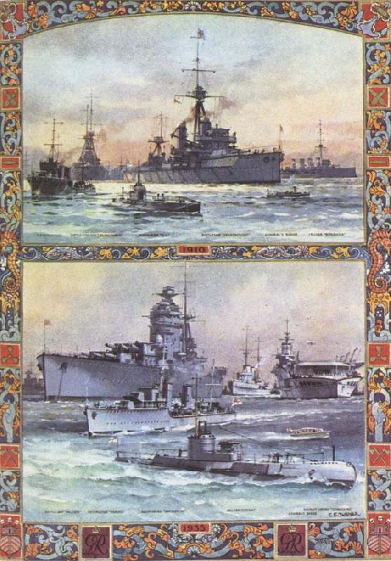 engelska flottan 1910 och 1935, unknow artist